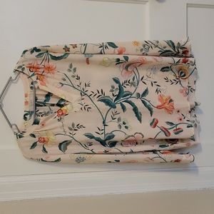Loft Pink Floral Blouse Size L